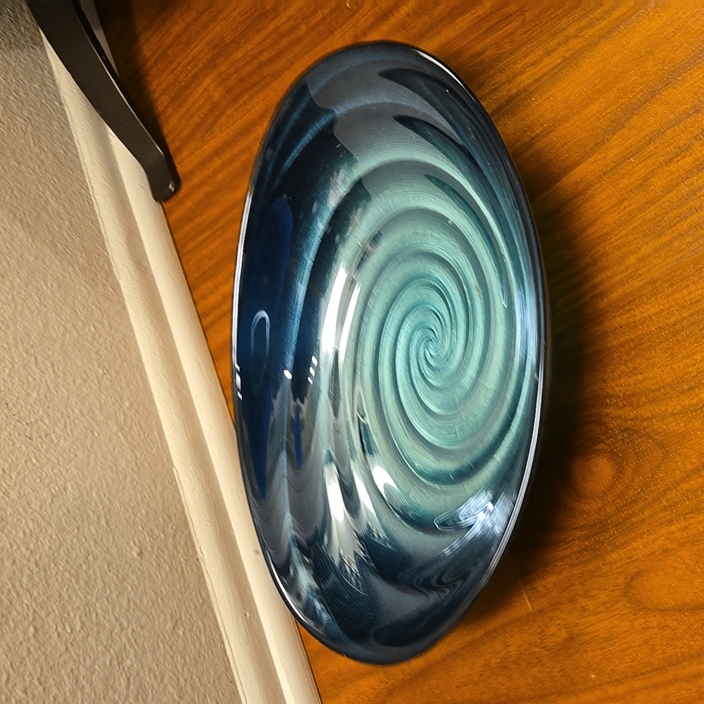 Turquoise glass decorative bowl
